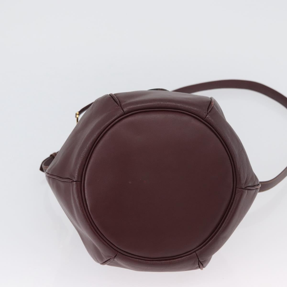 CARTIER Must Line Purse Shoulder Bag Leather Bordeaux Gold Auth BSZ197