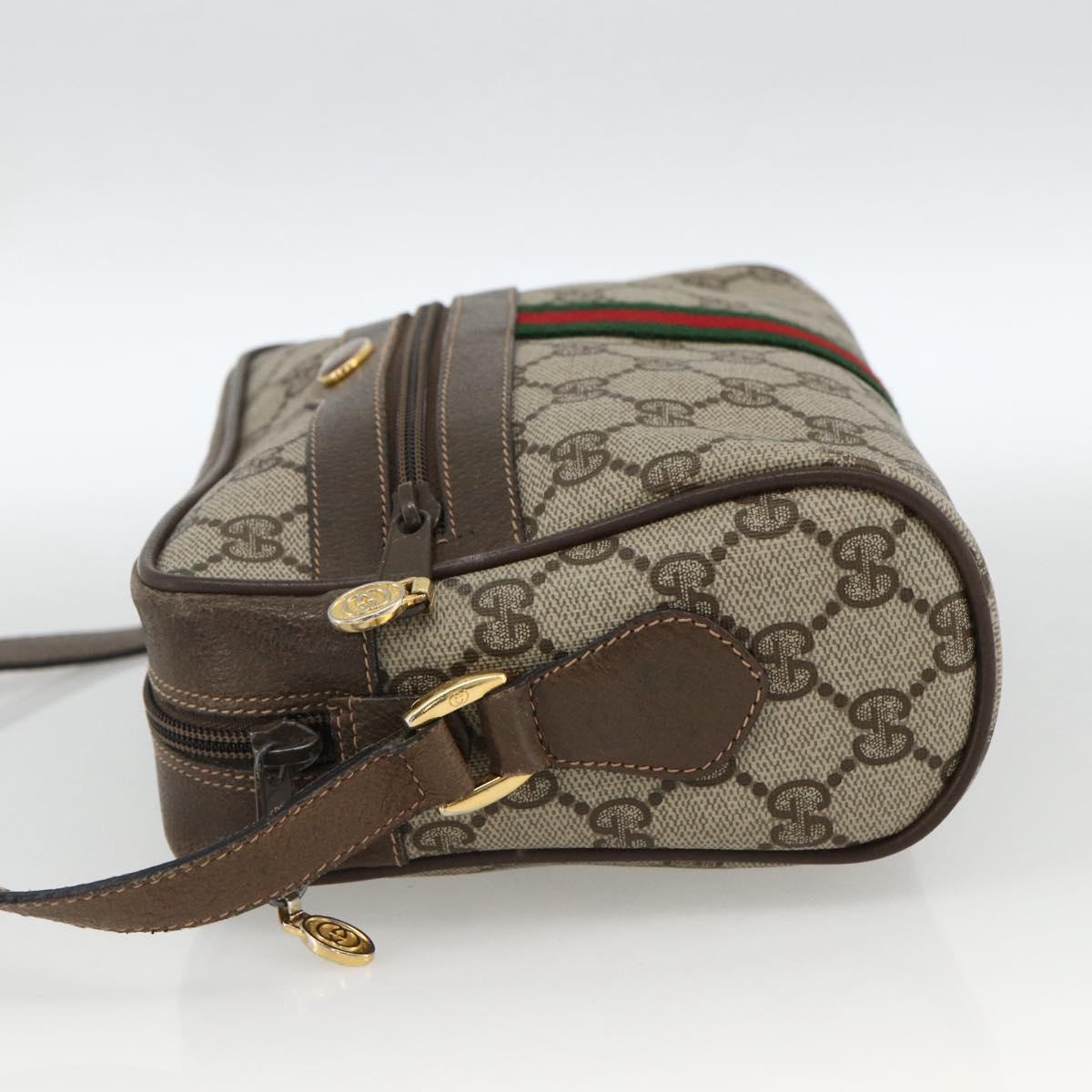 GUCCI GG Supreme Web Sherry Line Bag PVC Beige Gold 56 02 004 Auth BSZ198