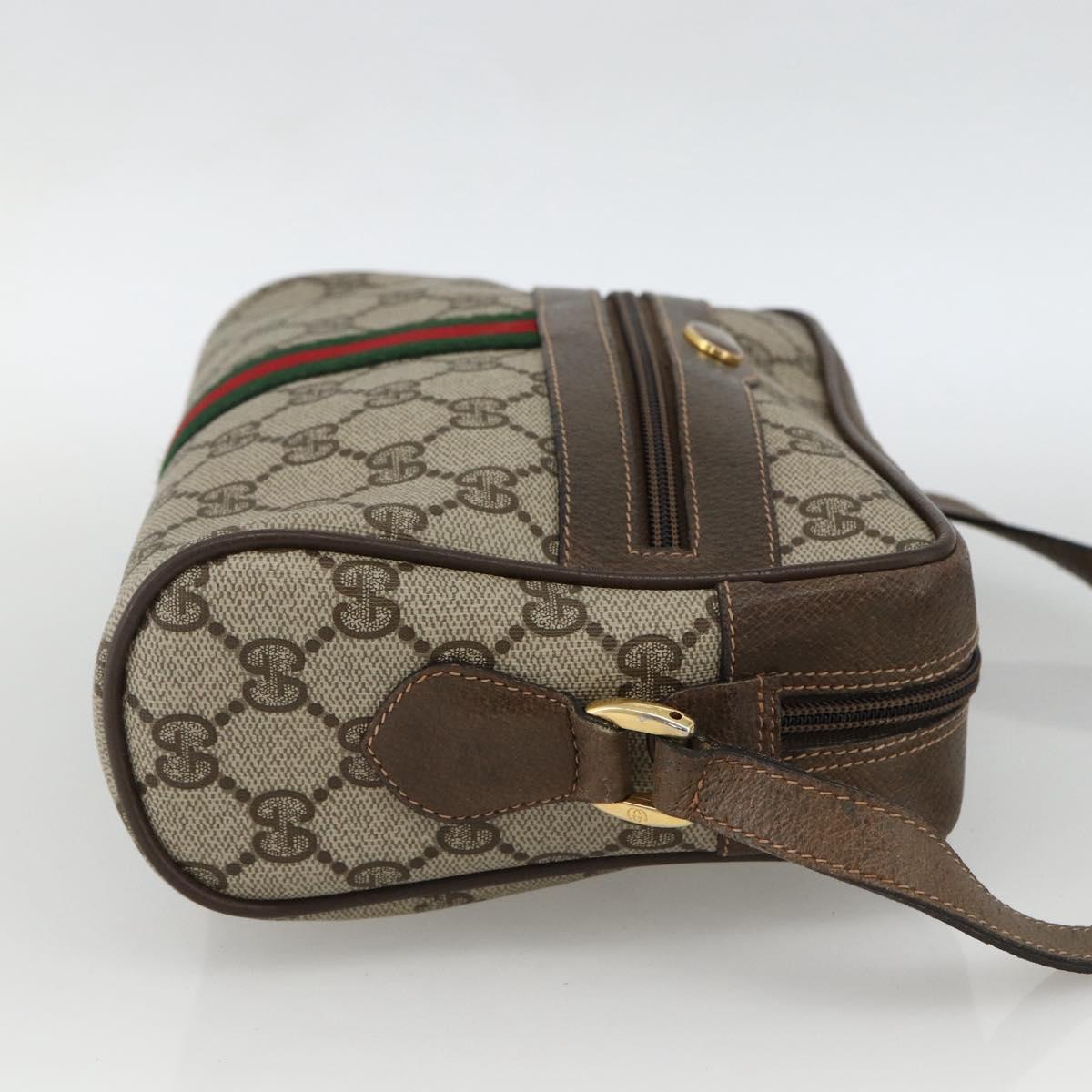 GUCCI GG Supreme Web Sherry Line Bag PVC Beige Gold 56 02 004 Auth BSZ198