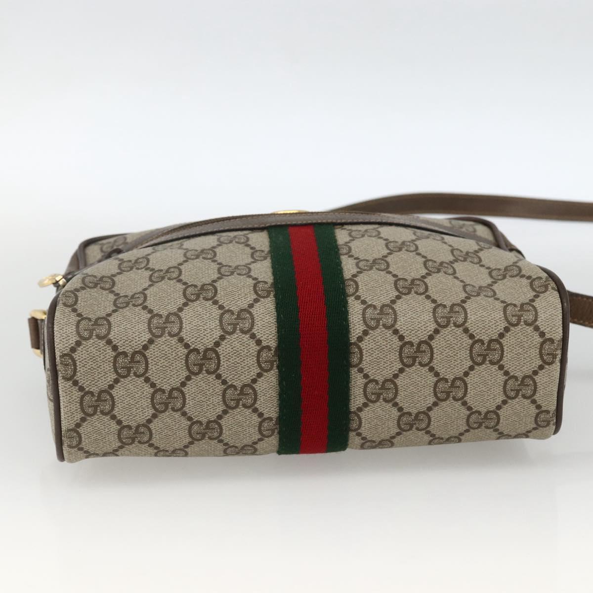 GUCCI GG Supreme Web Sherry Line Bag PVC Beige Gold 56 02 004 Auth BSZ198