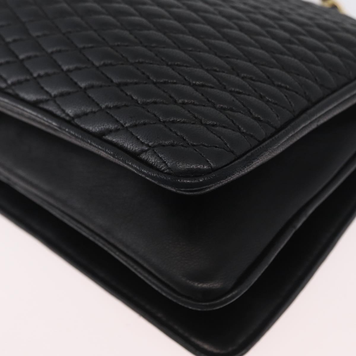 BALLY Chain Shoulder Bag Leather Black Gold Auth BSZ200