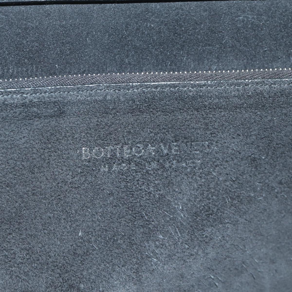BOTTEGA VENETA MAXI INTRECCIATO Clutch Bag Leather Black Silver Auth BSZ216M