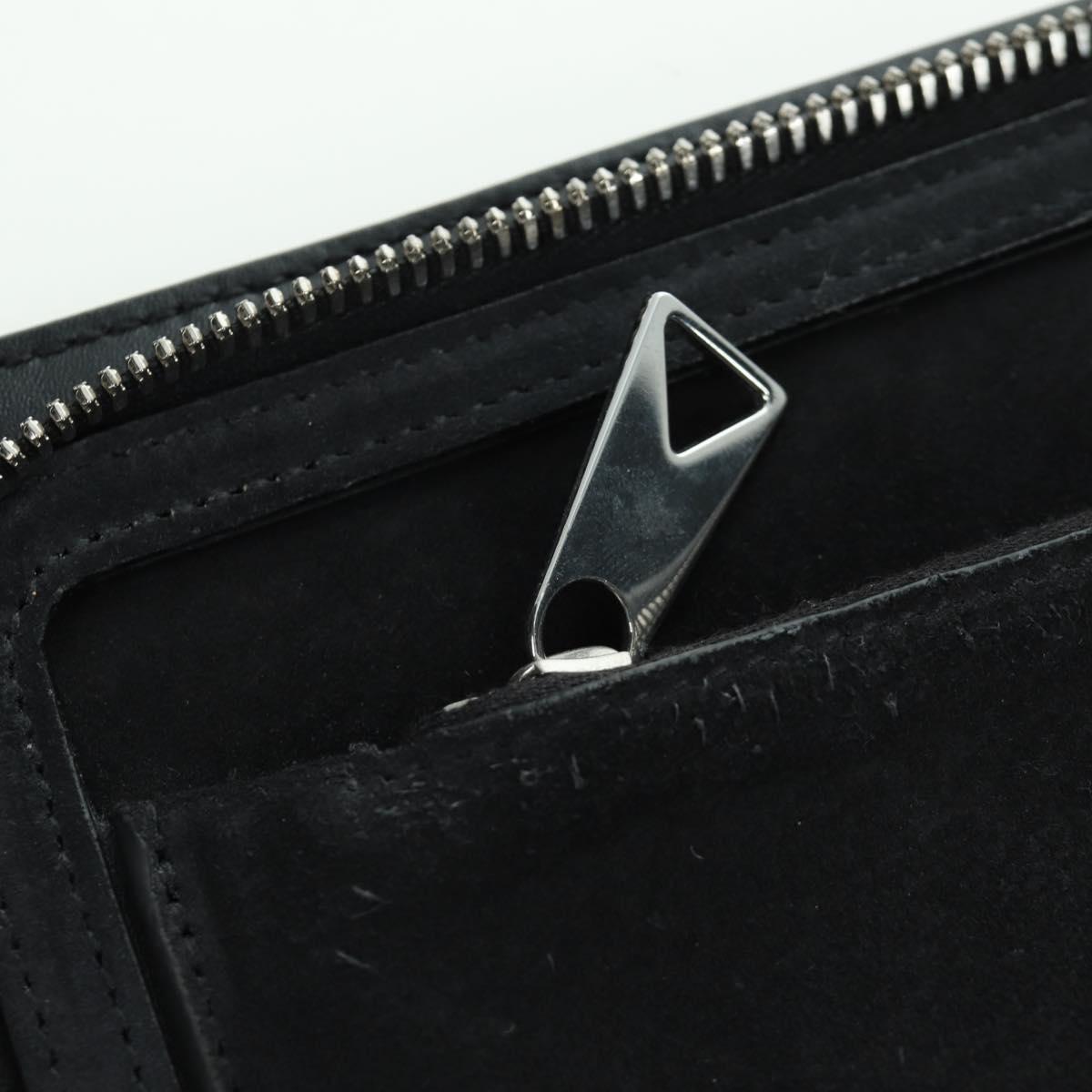 BOTTEGA VENETA MAXI INTRECCIATO Clutch Bag Leather Black Silver Auth BSZ216M