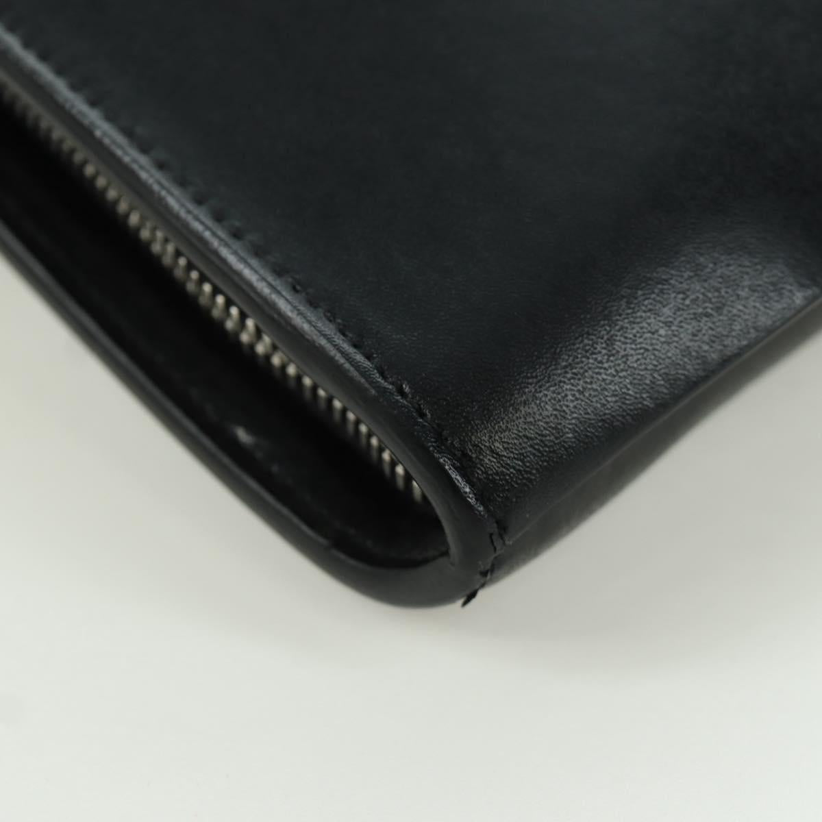 BOTTEGA VENETA MAXI INTRECCIATO Clutch Bag Leather Black Silver Auth BSZ216M
