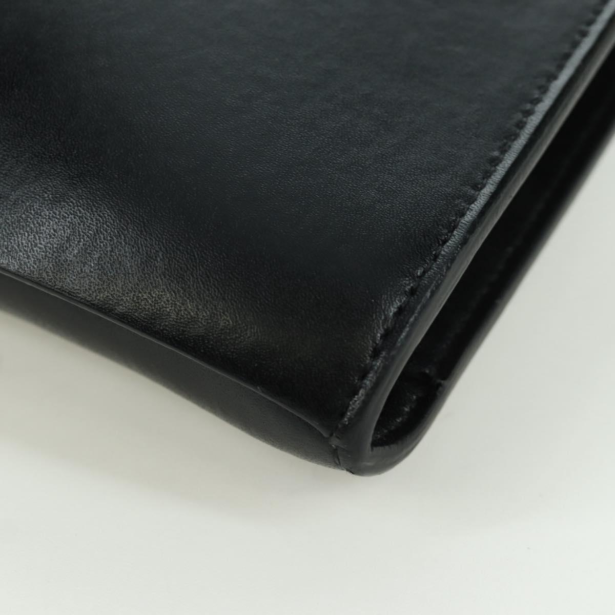 BOTTEGA VENETA MAXI INTRECCIATO Clutch Bag Leather Black Silver Auth BSZ216M