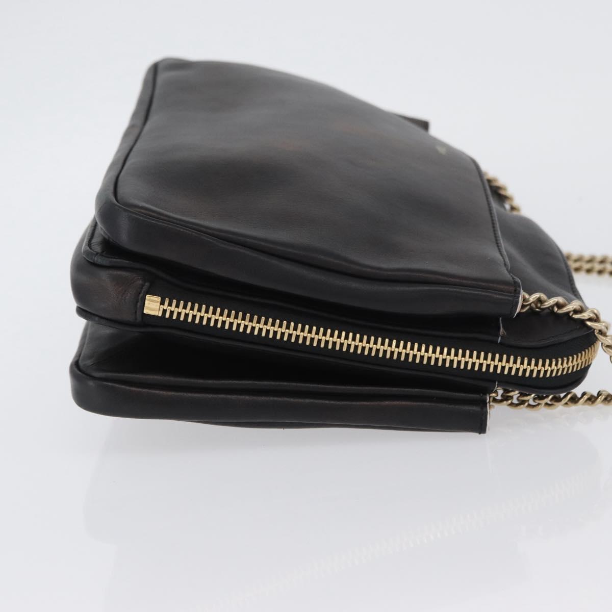 Chloe Chain Shoulder Bag Leather Bronze Gold Auth BSZ219