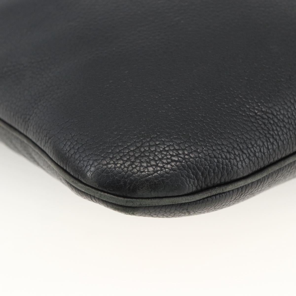 LOEWE Anagram Shoulder Bag Leather Black Silver Auth BSZ239