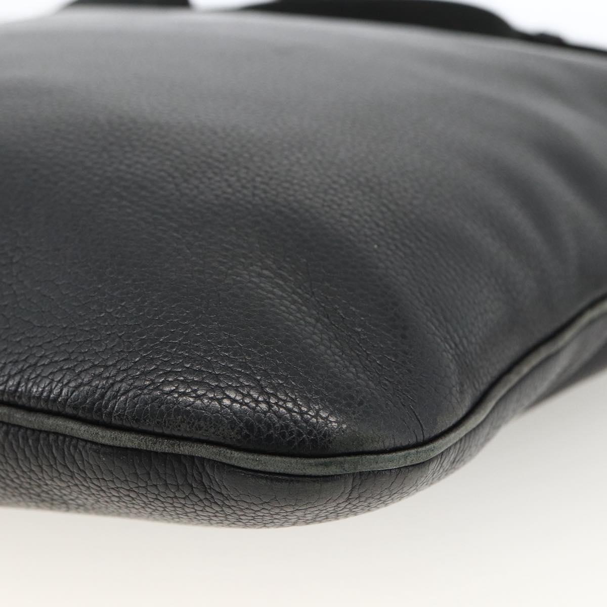 LOEWE Anagram Shoulder Bag Leather Black Silver Auth BSZ239