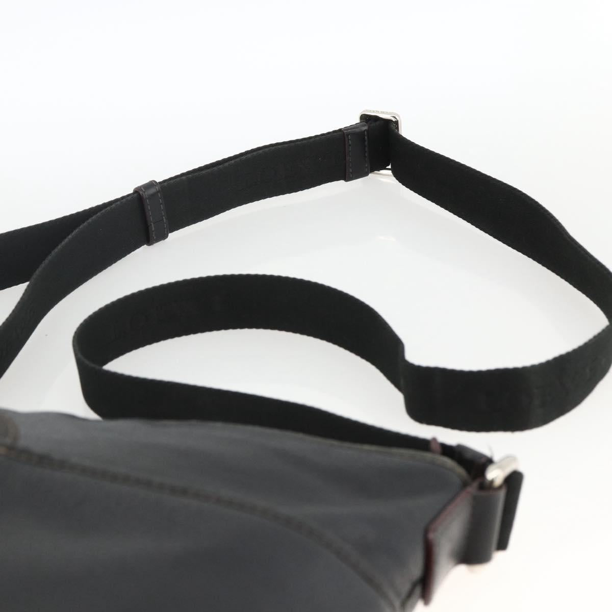 LOEWE Anagram Shoulder Bag Leather Black Silver Auth BSZ239