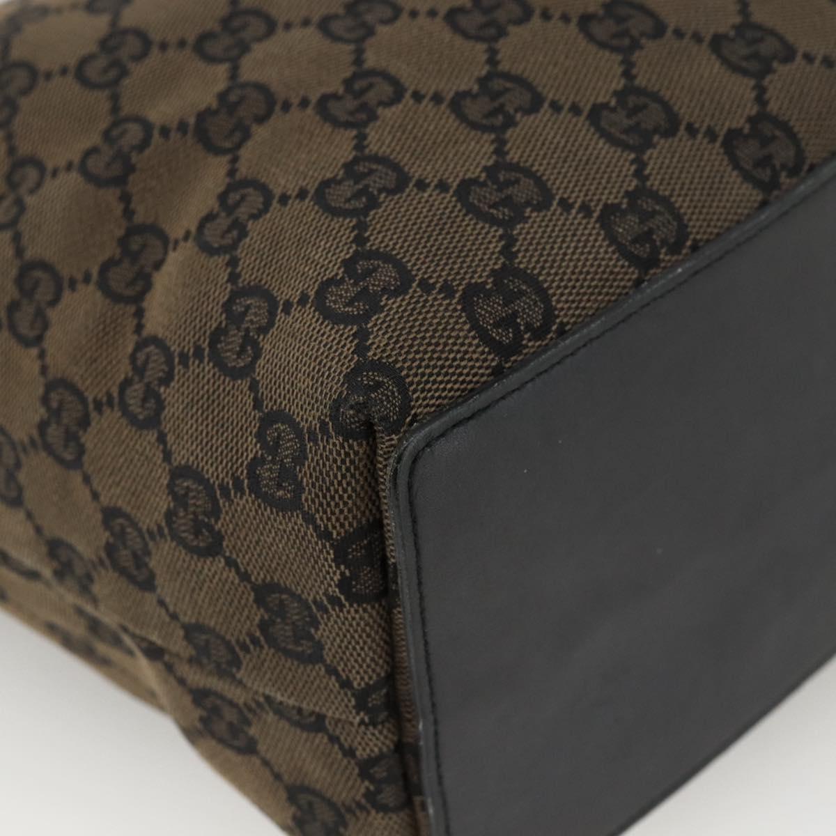 GUCCI GG Canvas Tote Bag Black Gold 002 1098 Auth BSZ240