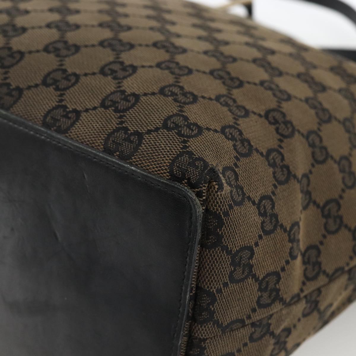 GUCCI GG Canvas Tote Bag Black Gold 002 1098 Auth BSZ240