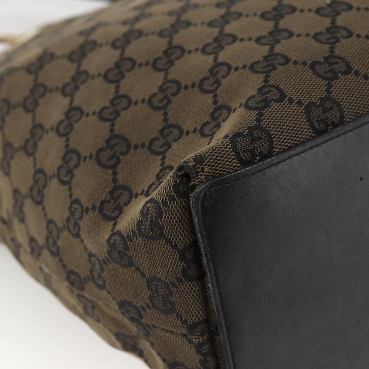 GUCCI GG Canvas Tote Bag Black Gold 002 1098 Auth BSZ240
