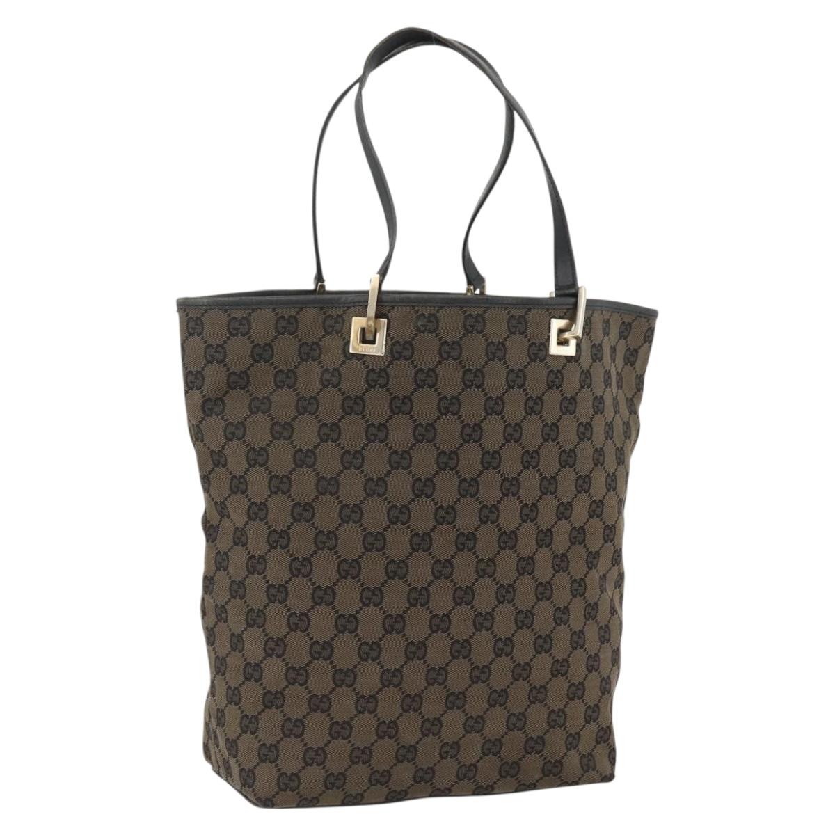 GUCCI GG Canvas Tote Bag Black Gold 002 1098 Auth BSZ240