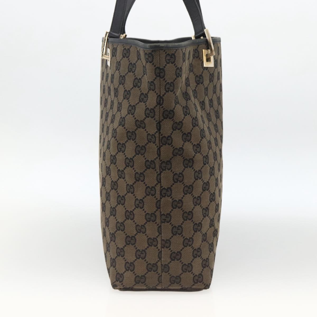 GUCCI GG Canvas Tote Bag Black Gold 002 1098 Auth BSZ240