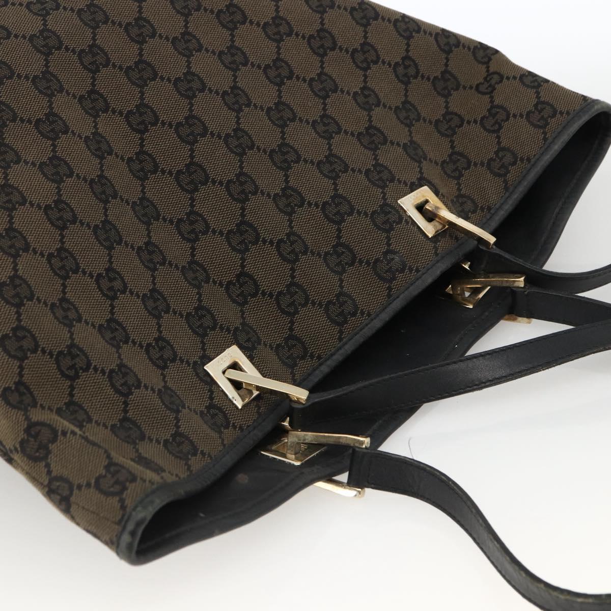 GUCCI GG Canvas Tote Bag Black Gold 002 1098 Auth BSZ240
