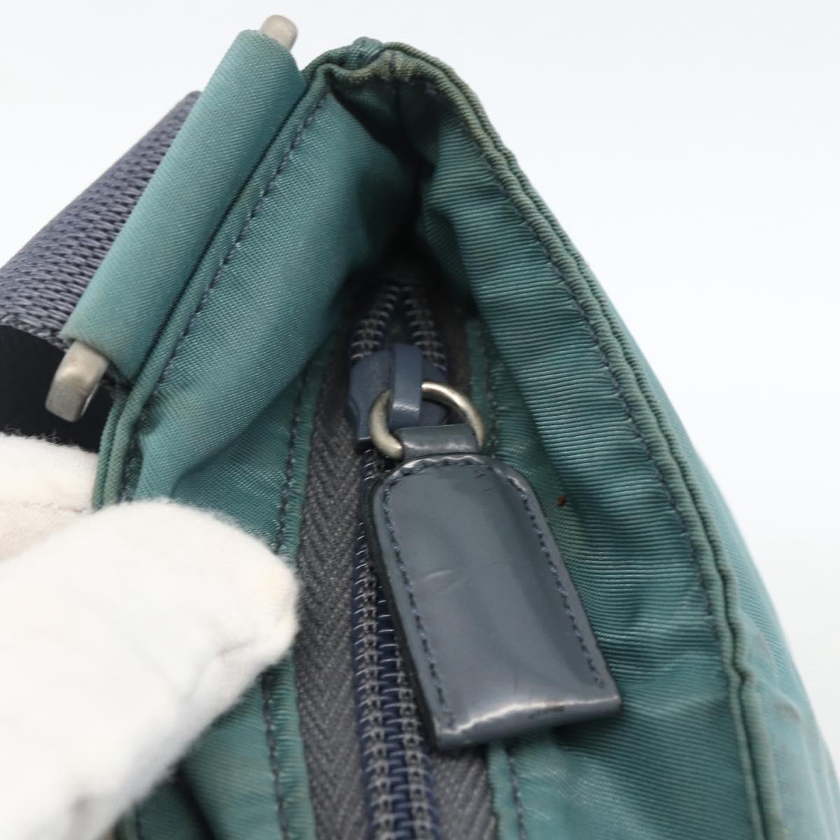 PRADA Shoulder Bag Nylon Green Silver Auth BSZ242