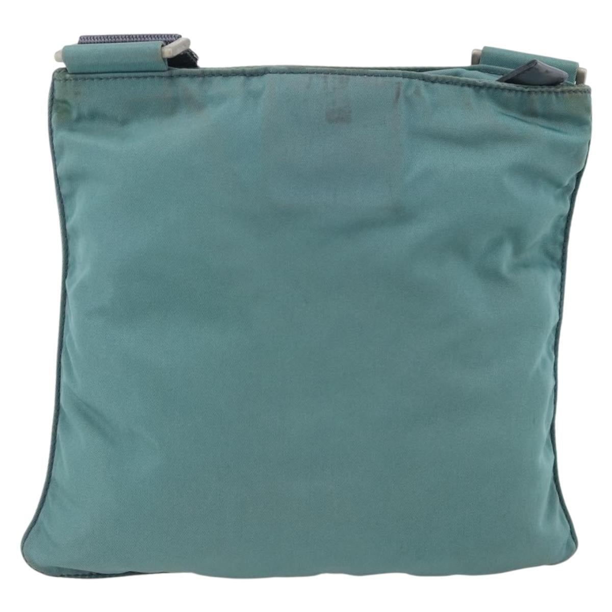 PRADA Shoulder Bag Nylon Green Silver Auth BSZ242