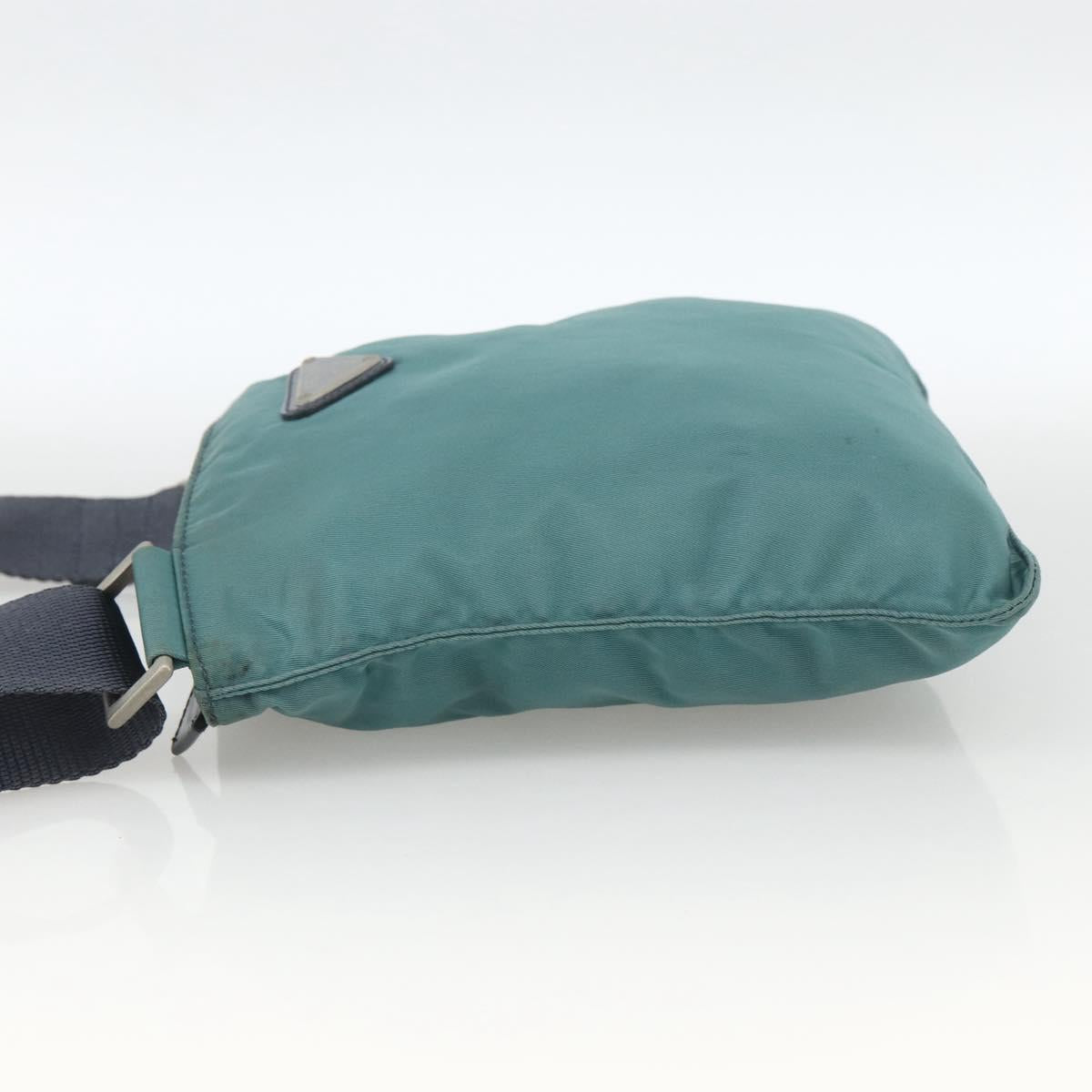 PRADA Shoulder Bag Nylon Green Silver Auth BSZ242