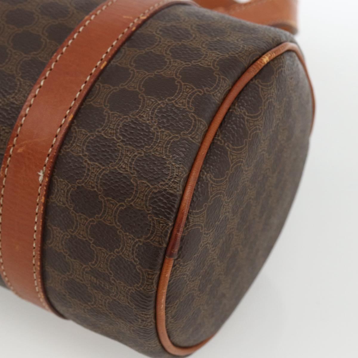 CELINE Macadam Canvas Hand Bag PVC Leather Brown Gold Auth BSZ244