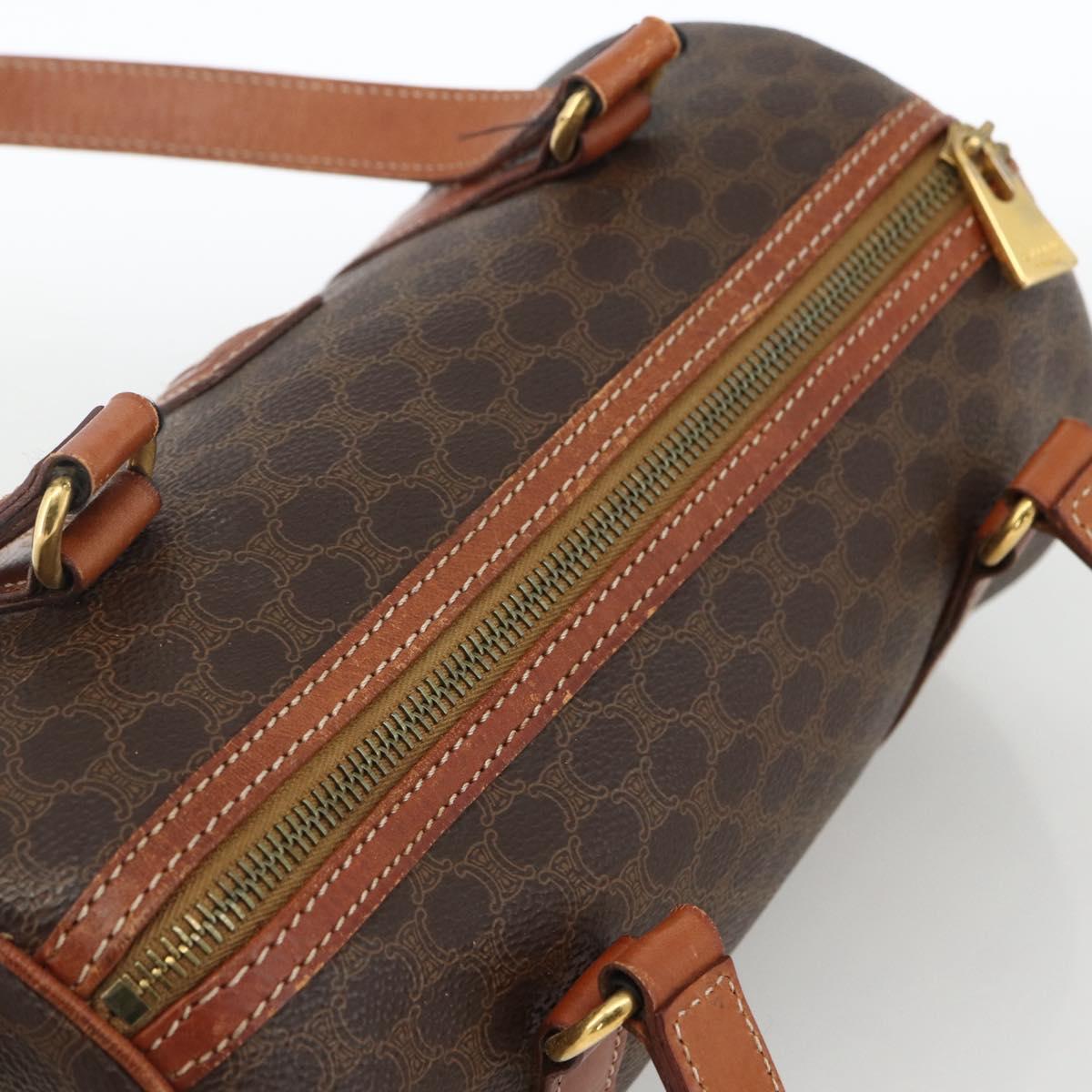 CELINE Macadam Canvas Hand Bag PVC Leather Brown Gold Auth BSZ244