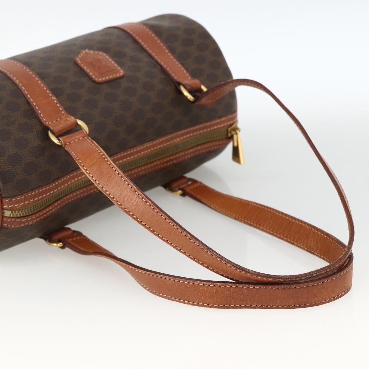 CELINE Macadam Canvas Hand Bag PVC Leather Brown Gold Auth BSZ244