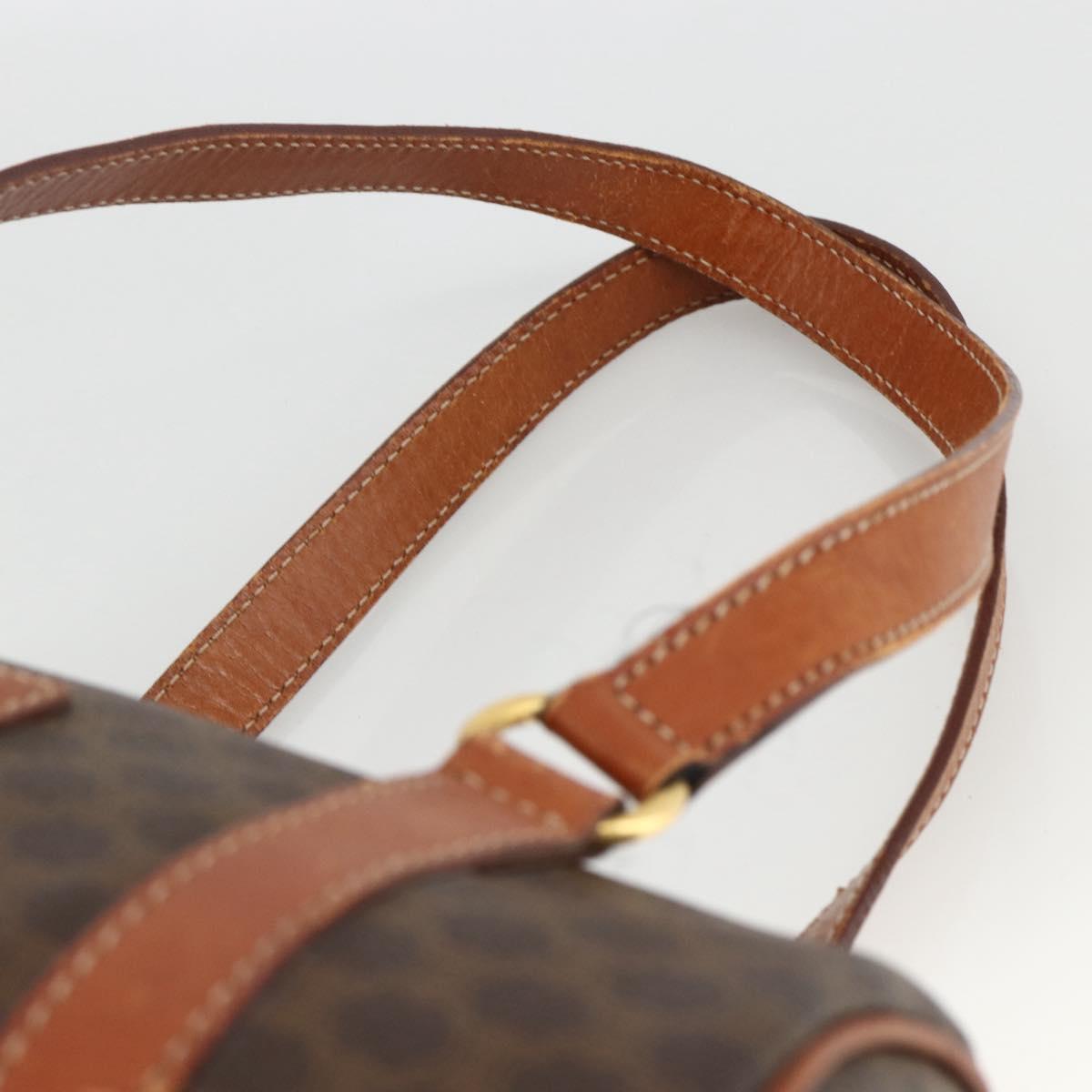 CELINE Macadam Canvas Hand Bag PVC Leather Brown Gold Auth BSZ244