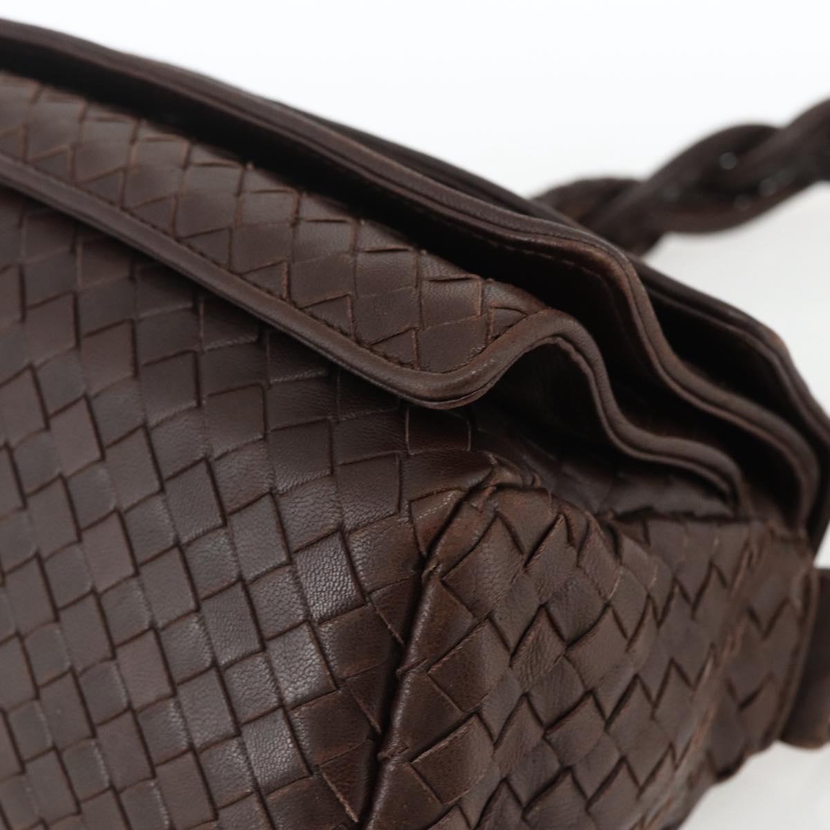 BOTTEGA VENETA INTRECCIATO Shoulder Bag Leather Brown Auth BSZ245V