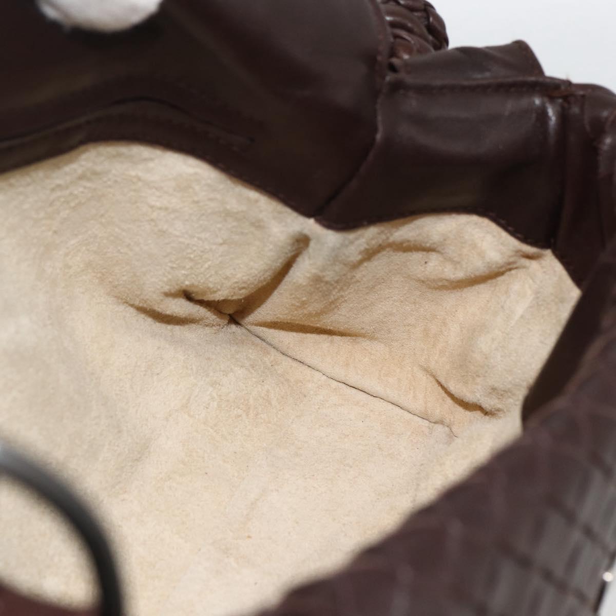 BOTTEGA VENETA INTRECCIATO Shoulder Bag Leather Brown Auth BSZ245V