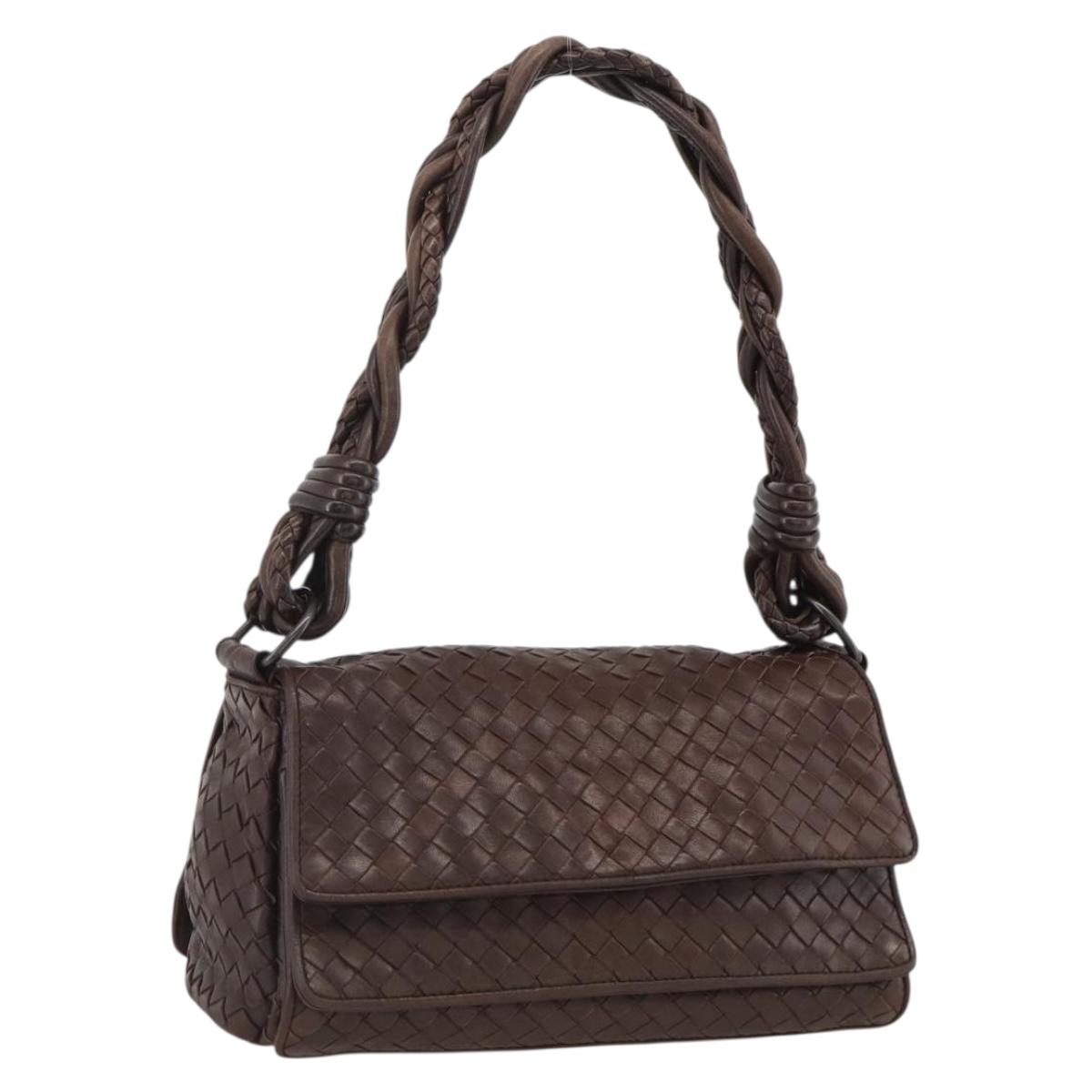 BOTTEGA VENETA INTRECCIATO Shoulder Bag Leather Brown Auth BSZ245V