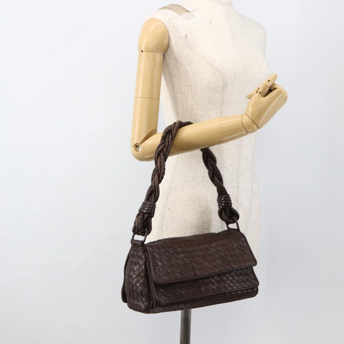 BOTTEGA VENETA INTRECCIATO Shoulder Bag Leather Brown Auth BSZ245V