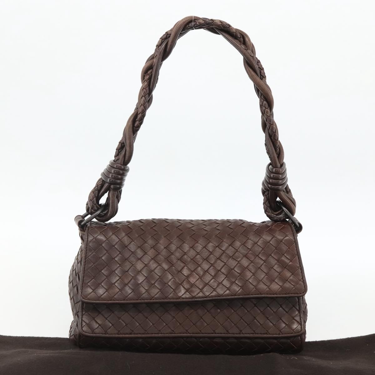 BOTTEGA VENETA INTRECCIATO Shoulder Bag Leather Brown Auth BSZ245V
