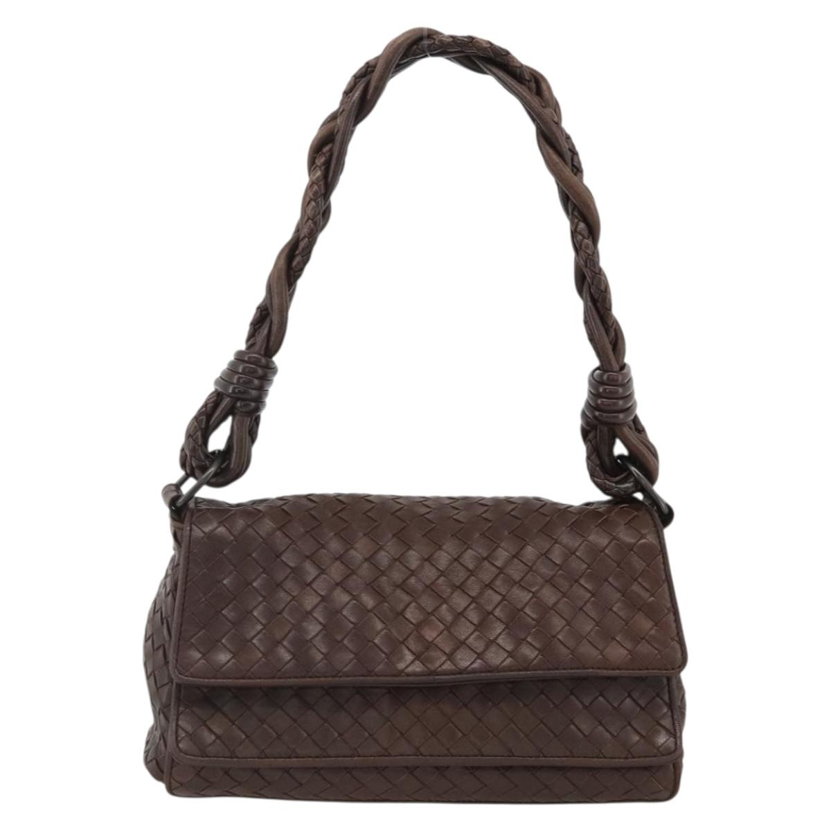 BOTTEGA VENETA INTRECCIATO Shoulder Bag Leather Brown Auth BSZ245V
