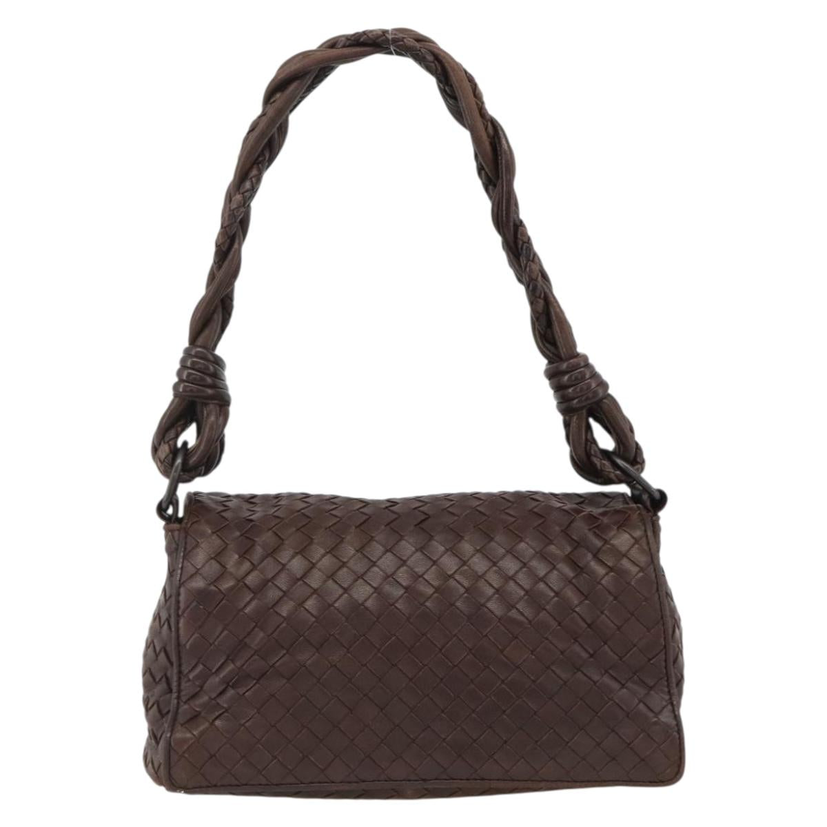 BOTTEGA VENETA INTRECCIATO Shoulder Bag Leather Brown Auth BSZ245V