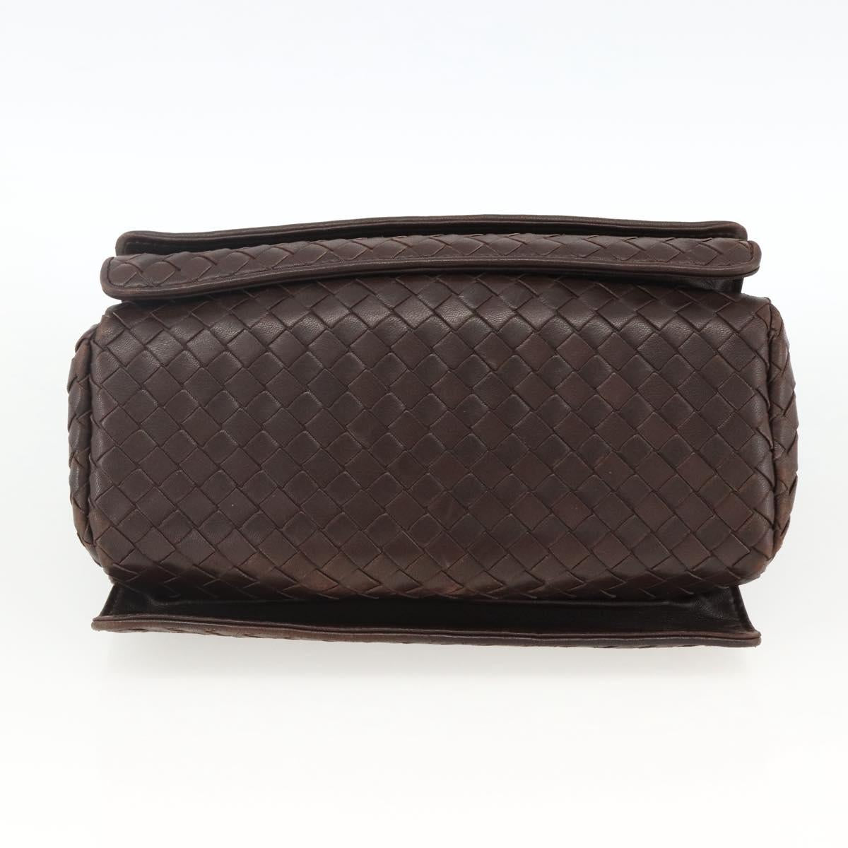 BOTTEGA VENETA INTRECCIATO Shoulder Bag Leather Brown Auth BSZ245V
