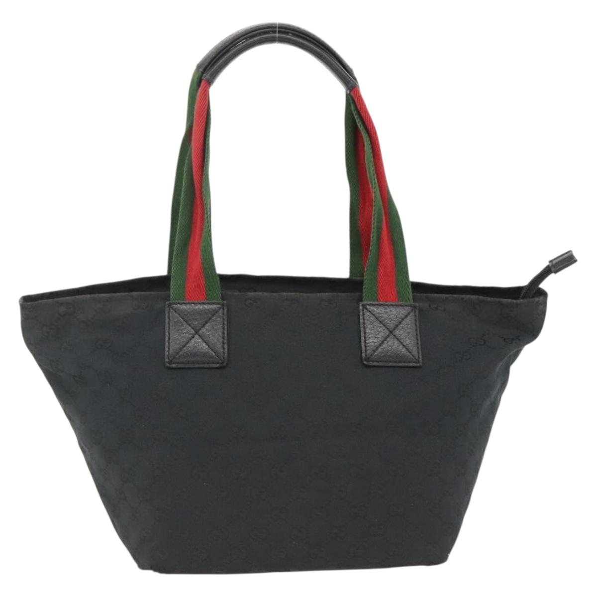 GUCCI GG Canvas Sherry Line Hand Bag Black 131230 Auth BSZ247