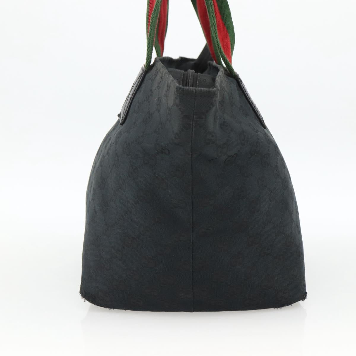 GUCCI GG Canvas Sherry Line Hand Bag Black 131230 Auth BSZ247
