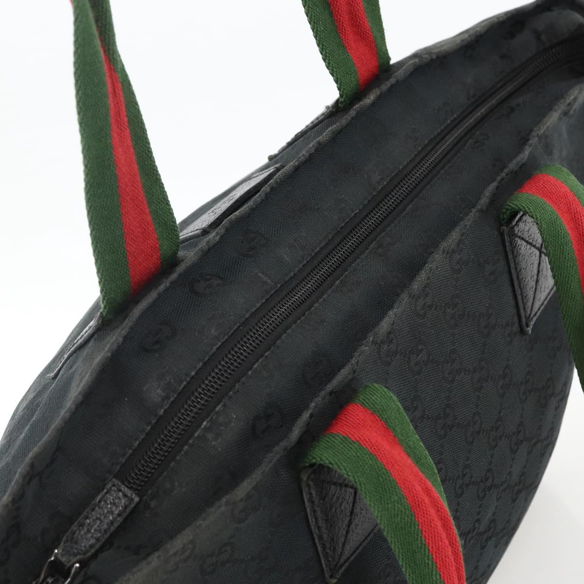 GUCCI GG Canvas Sherry Line Hand Bag Black 131230 Auth BSZ247
