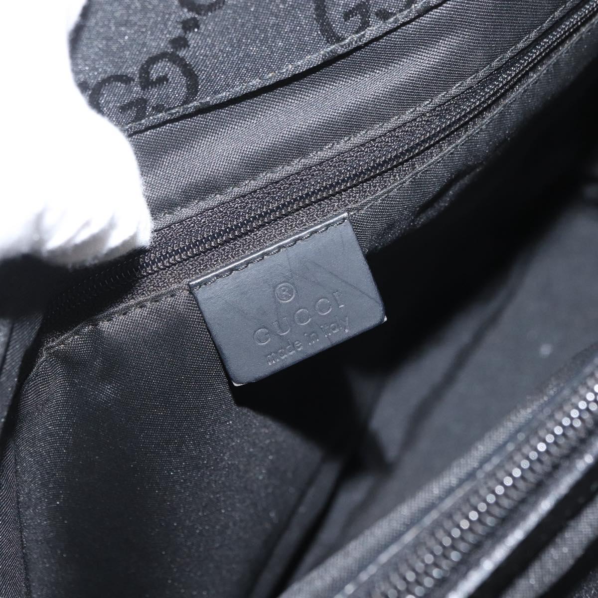 GUCCI GG Canvas Bamboo Hand Bag Nylon Black Silver 002 1010 Auth BSZ259