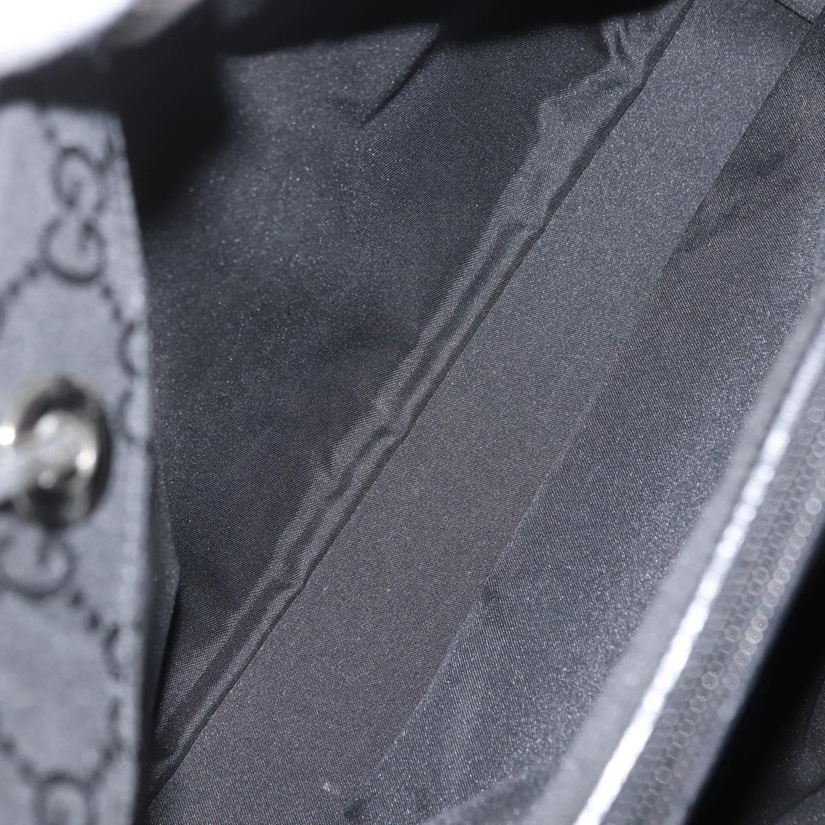 GUCCI GG Canvas Bamboo Hand Bag Nylon Black Silver 002 1010 Auth BSZ259