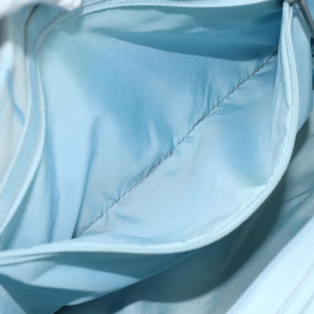 CHANEL New Travel Line Hand Bag Nylon Light Blue Silver CC Auth BSZ263