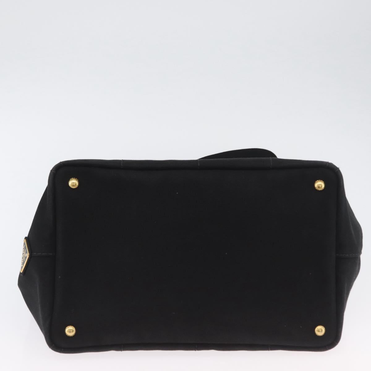 PRADA Canapa GM Hand Bag Denim 2way Black Gold Auth BSZ264