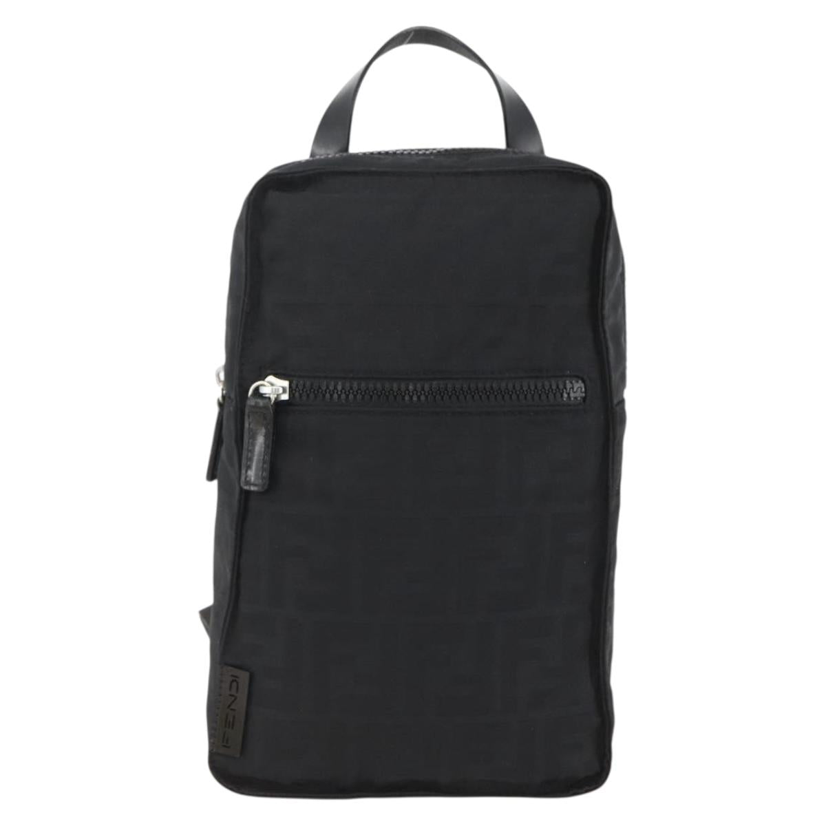 FENDI Zucca Canvas Backpack Black Silver Auth BSZ267V