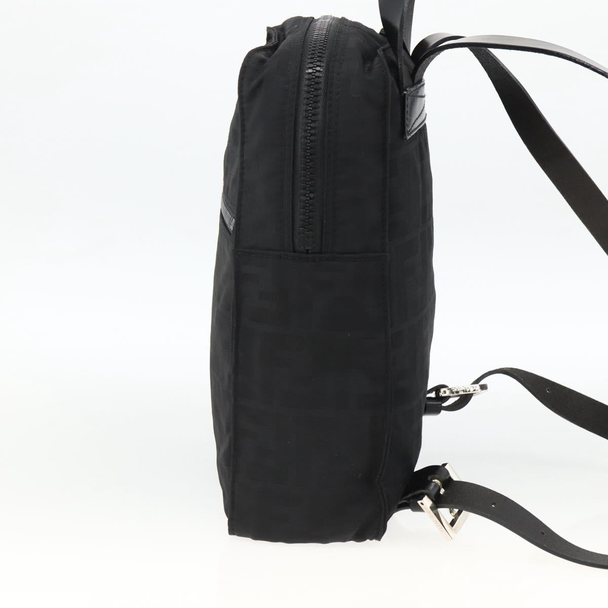FENDI Zucca Canvas Backpack Black Silver Auth BSZ267V