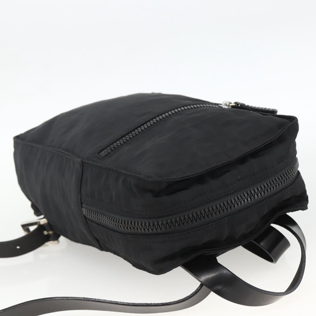 FENDI Zucca Canvas Backpack Black Silver Auth BSZ267V