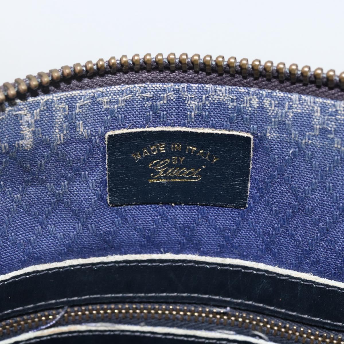 GUCCI GG Supreme Sherry Line Hand Bag PVC Navy Gold Auth BSZ273