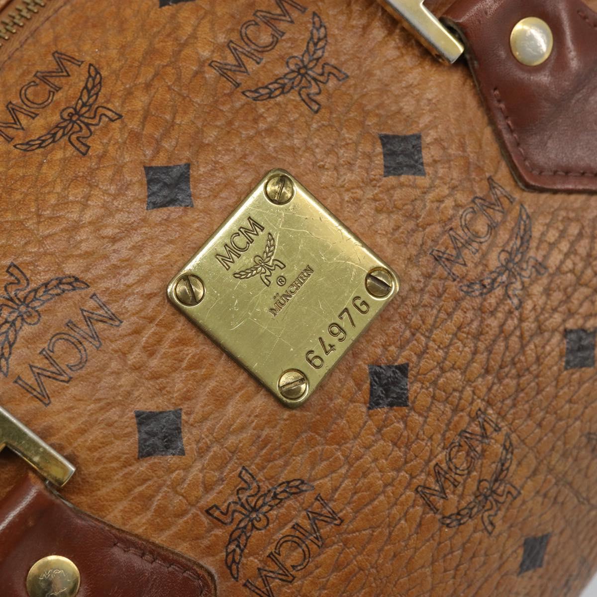 MCM Logogram Vicetos Hand Bag PVC Leather 2way Brown Gold Auth BSZ275