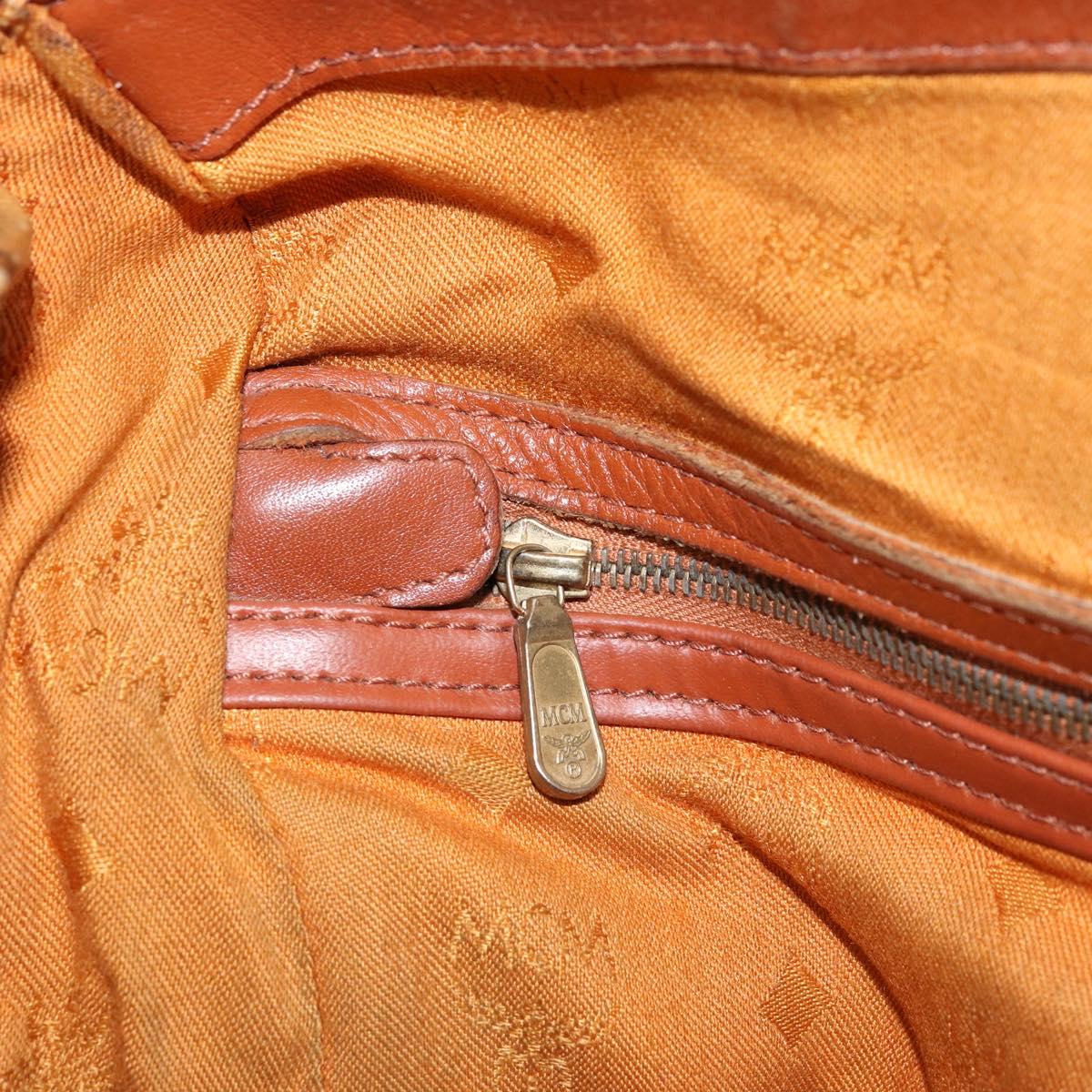 MCM Logogram Vicetos Hand Bag PVC Leather 2way Brown Gold Auth BSZ275
