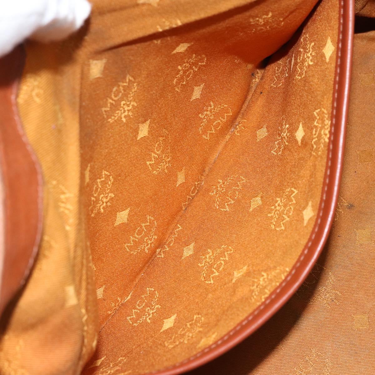 MCM Logogram Vicetos Hand Bag PVC Leather 2way Brown Gold Auth BSZ275