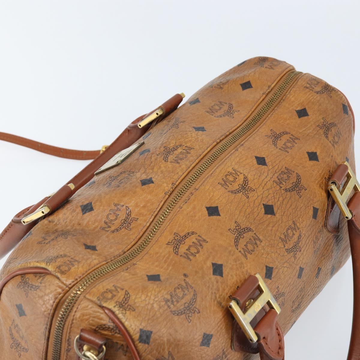 MCM Logogram Vicetos Hand Bag PVC Leather 2way Brown Gold Auth BSZ275