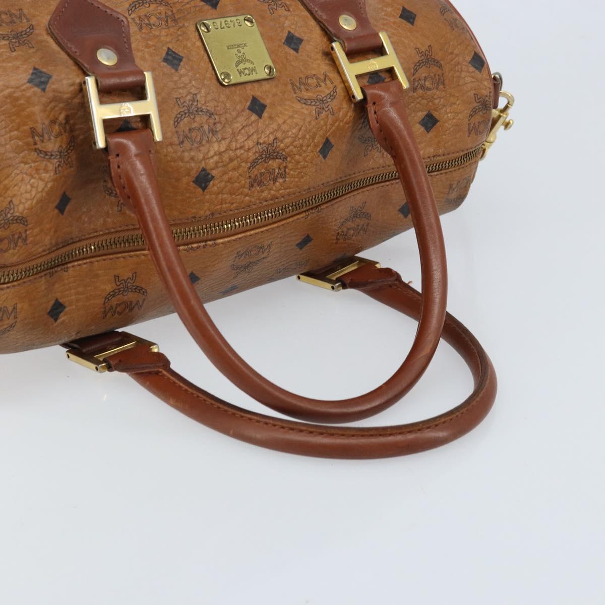 MCM Logogram Vicetos Hand Bag PVC Leather 2way Brown Gold Auth BSZ275